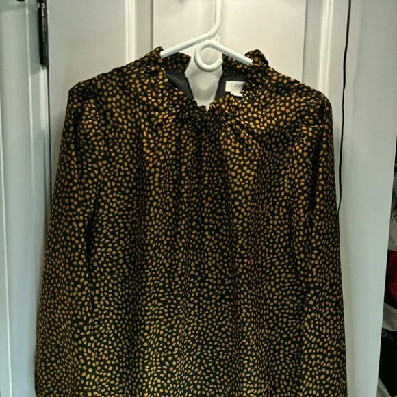 EUC J. Crew Factory Women's Size 6 Gold Dotted Black Dress Animal print - Picture 4 of 13